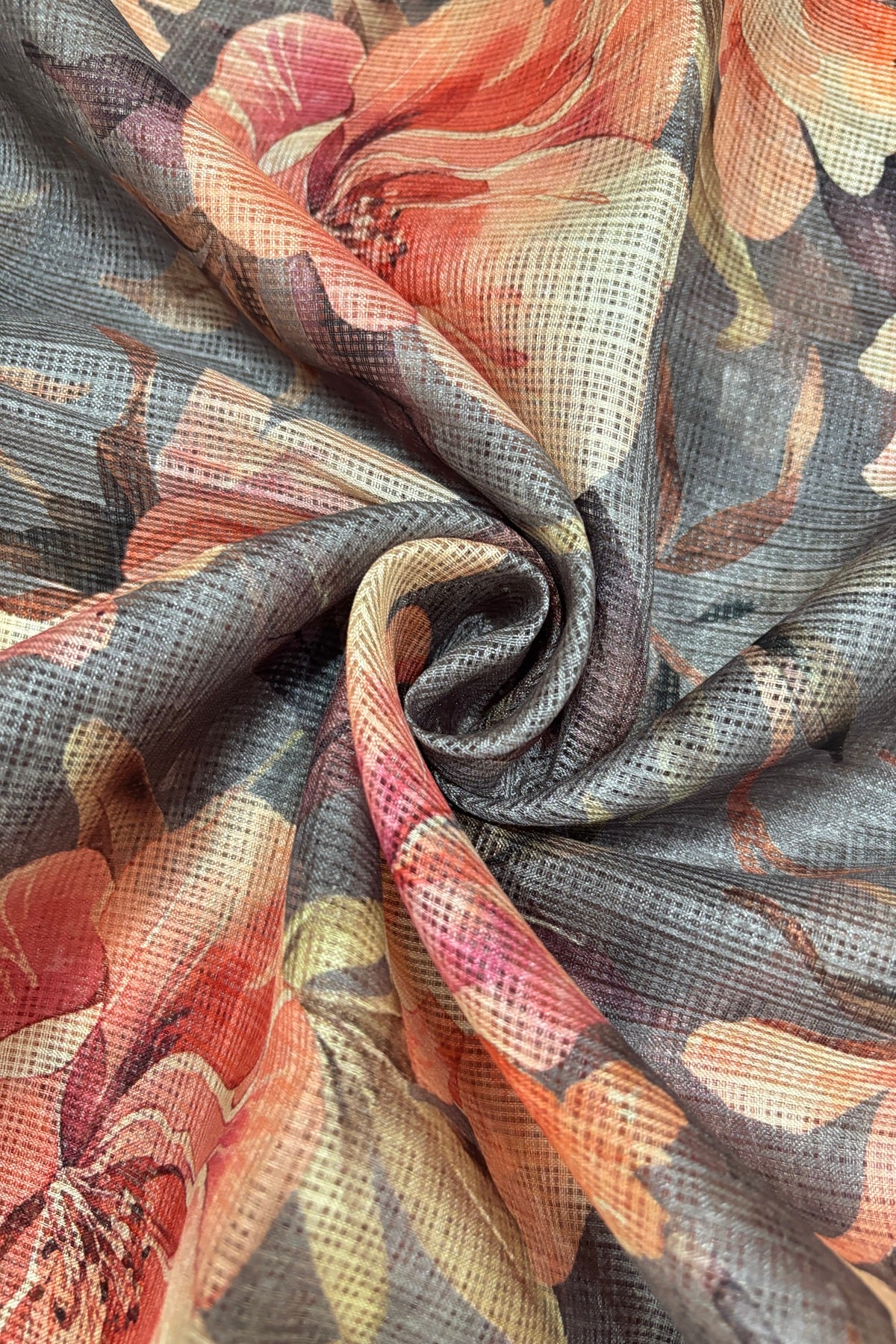 Digital Floral Printed Semi Silk Kota Fabric