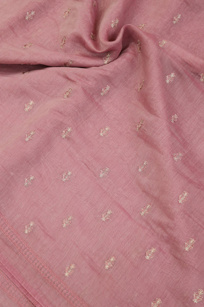 Pure Mul Chanderi With Zari & Self Thread Embroidered Fabric