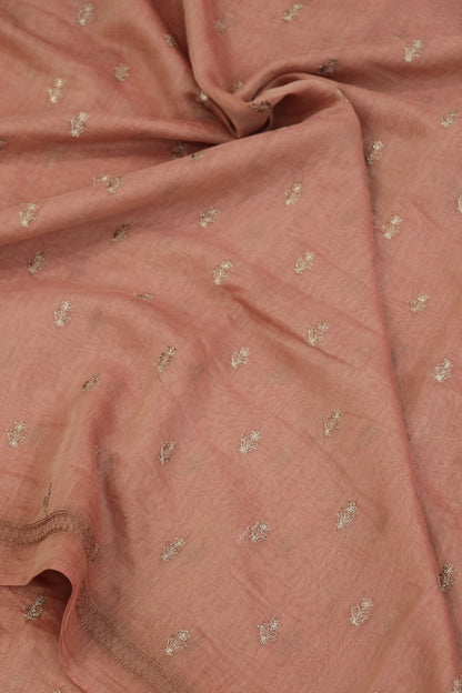 Pure Mul Chanderi With Zari & Self Thread Embroidered Fabric
