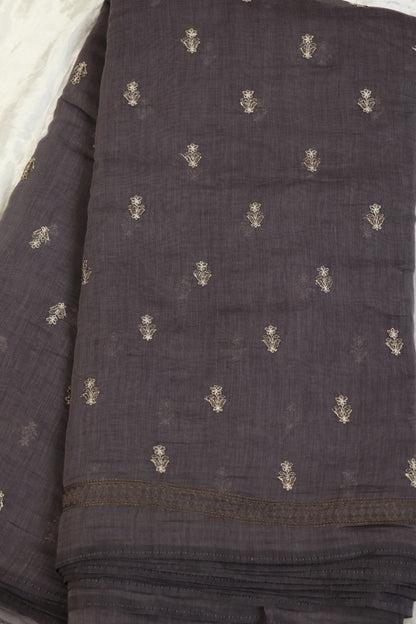 Pure Mul Chanderi With Zari & Self Thread Embroidered Fabric