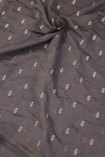 Pure Mul Chanderi With Zari & Self Thread Embroidered Fabric