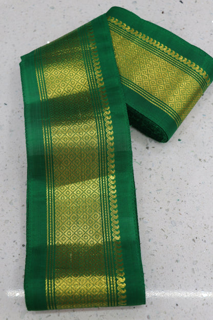 4 Inches Pure Kanchi Border/Lace In Diamond & Mango Woven Pattern