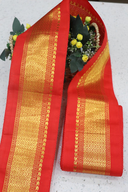 4 Inches Pure Kanchi Border/Lace In Diamond & Mango Woven Pattern