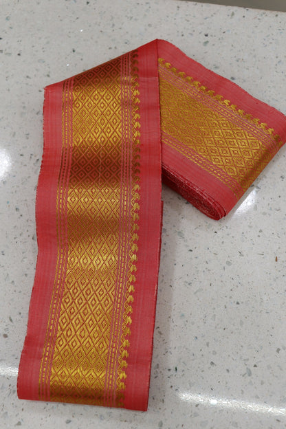 4 Inches Pure Kanchi Border/Lace In Diamond & Mango Woven Pattern
