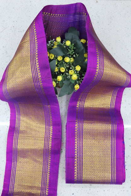 6 inches Pure Kanchi Border/Lace In Diamond & Mango Woven Pattern