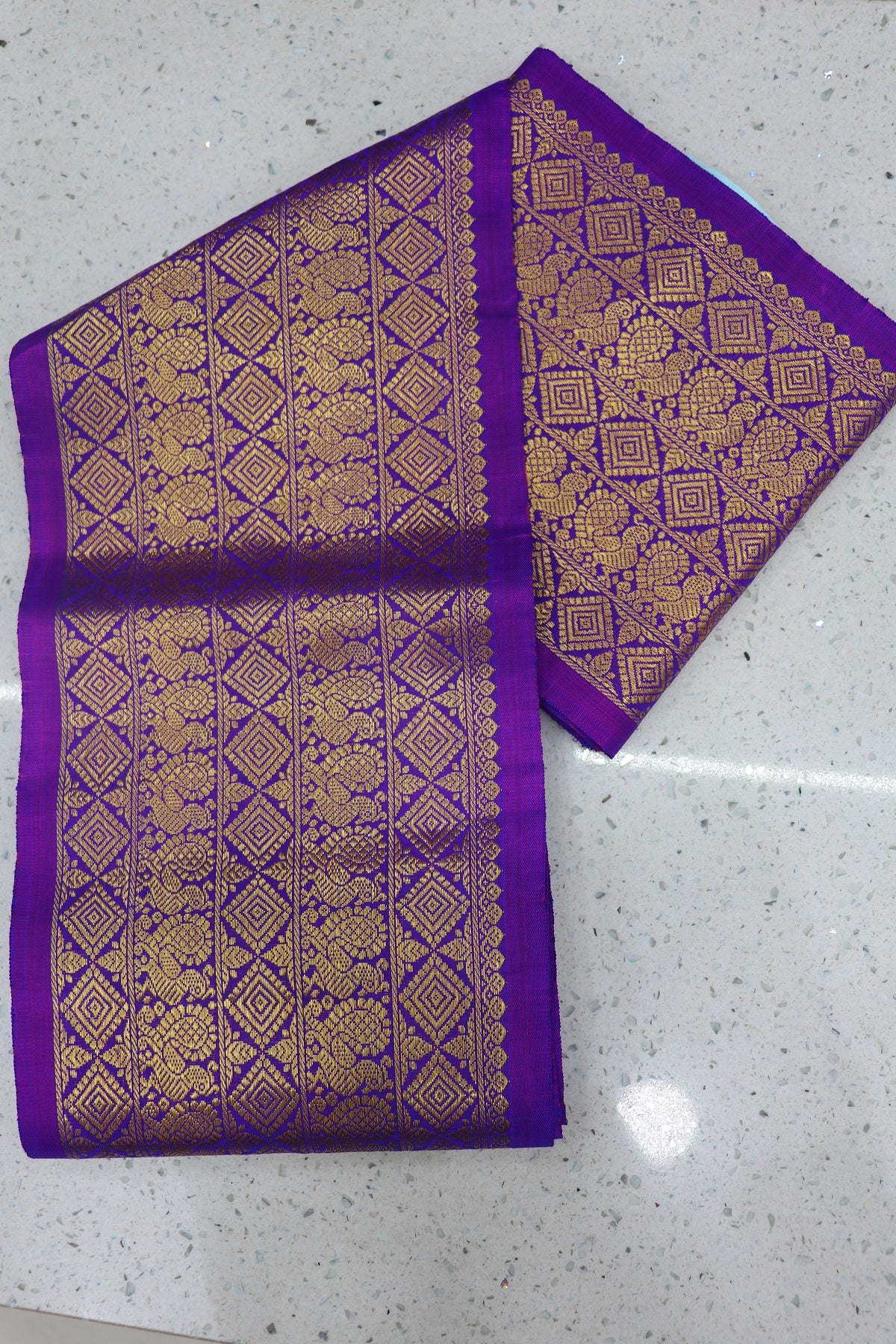 8 Inches  Pure Kanchi Border/Lace In Diamond & Annapakshi Woven Pattern