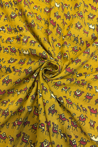 Oasis Camels Ajrak Printed Pure Cotton Fabric