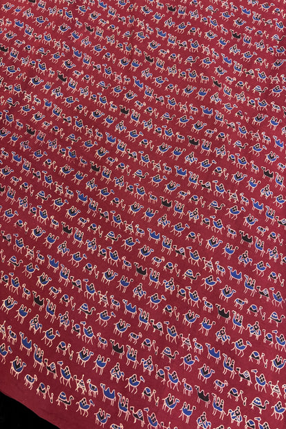 Oasis Camels Ajrak Printed Pure Cotton Fabric