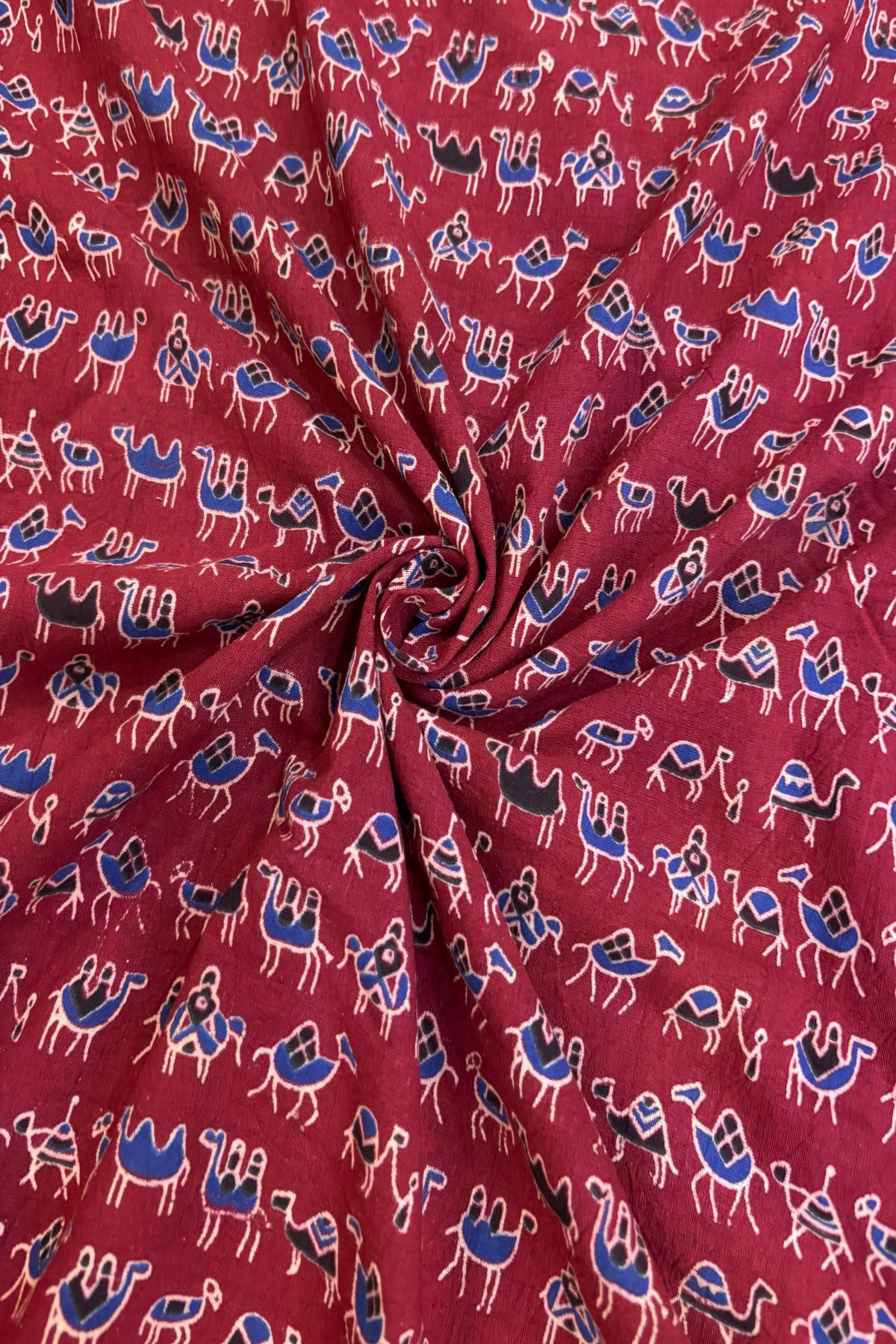 Oasis Camels Ajrak Printed Pure Cotton Fabric