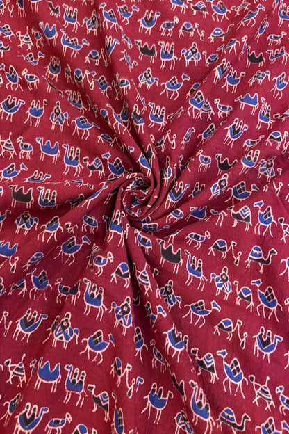 Oasis Camels Ajrak Printed Pure Cotton Fabric