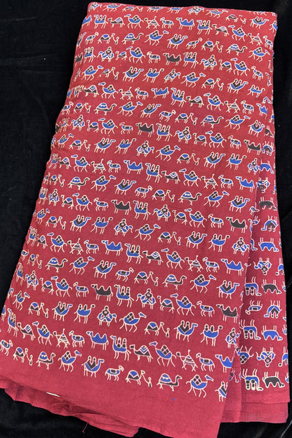 Oasis Camels Ajrak Printed Pure Cotton Fabric