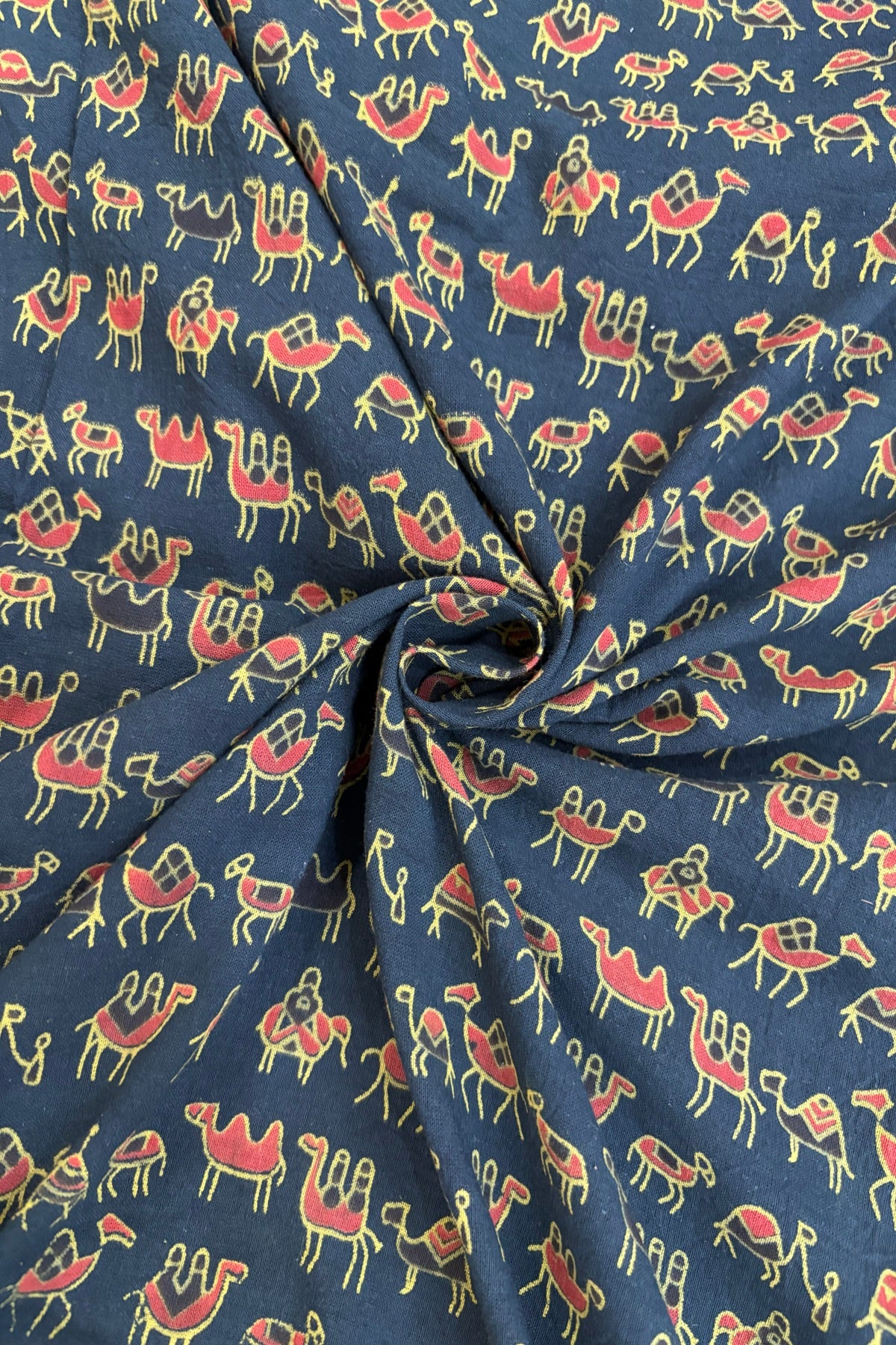 Oasis Camels Ajrak Printed Pure Cotton Fabric