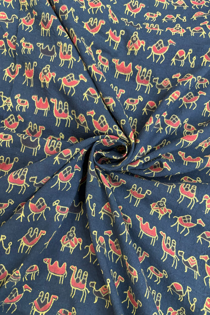 Oasis Camels Ajrak Printed Pure Cotton Fabric