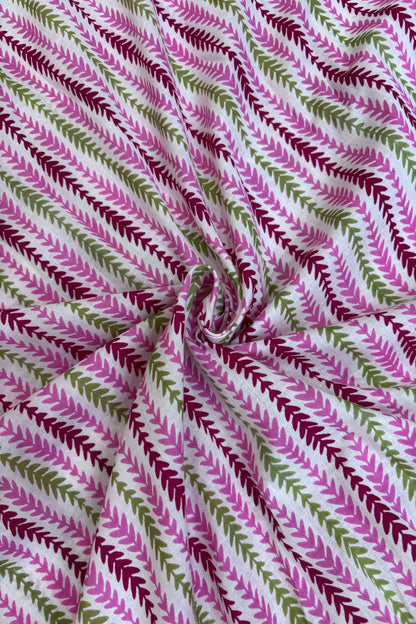 Horizontal Waved Rhythmogram Screen Printed Pure Cotton Fabric