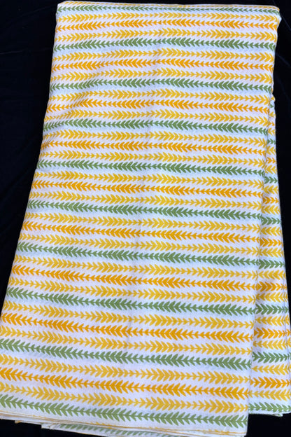 Horizontal Waved Rhythmogram Screen Printed Pure Cotton Fabric