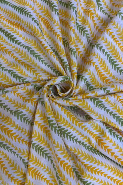 Horizontal Waved Rhythmogram Screen Printed Pure Cotton Fabric