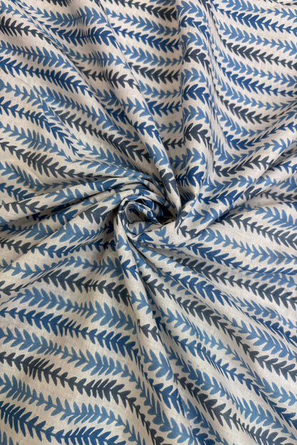 Horizontal Waved Rhythmogram Screen Printed Pure Cotton Fabric