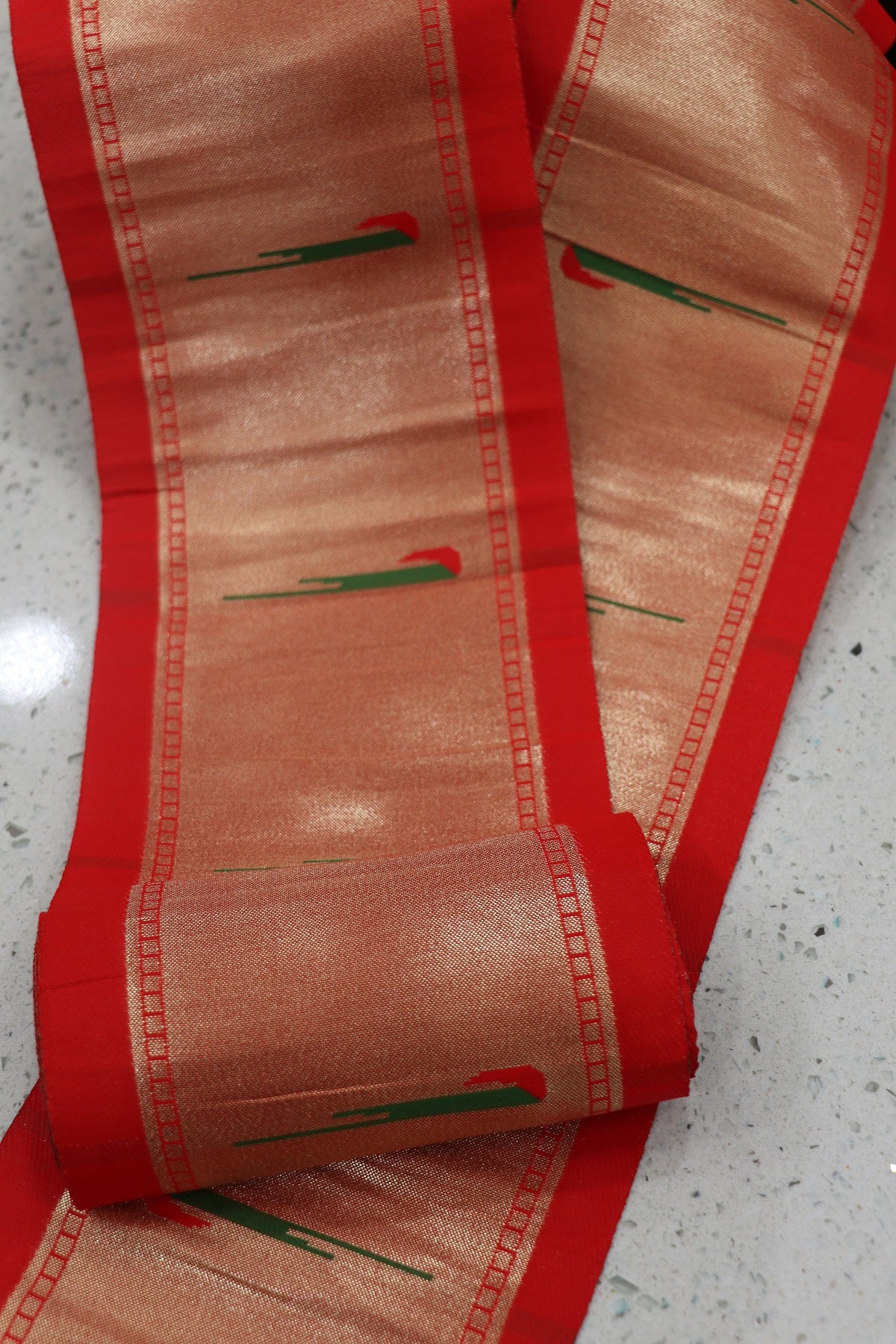6 Inch Red Powerloom Paithani Single Muniya Border