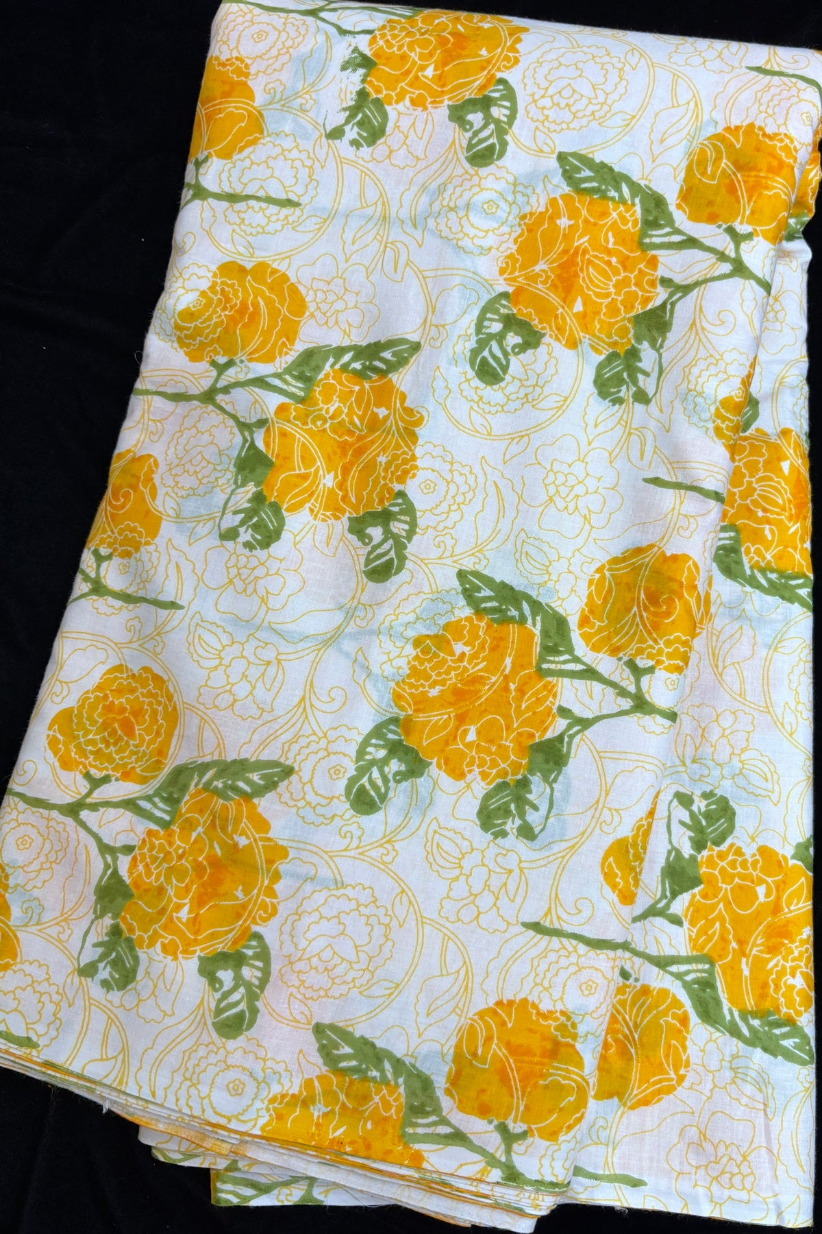 Double Roses Screen Printed Pure Cotton Fabric