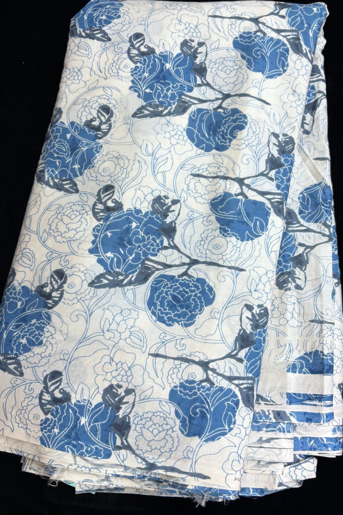 Double Roses Screen Printed Pure Cotton Fabric
