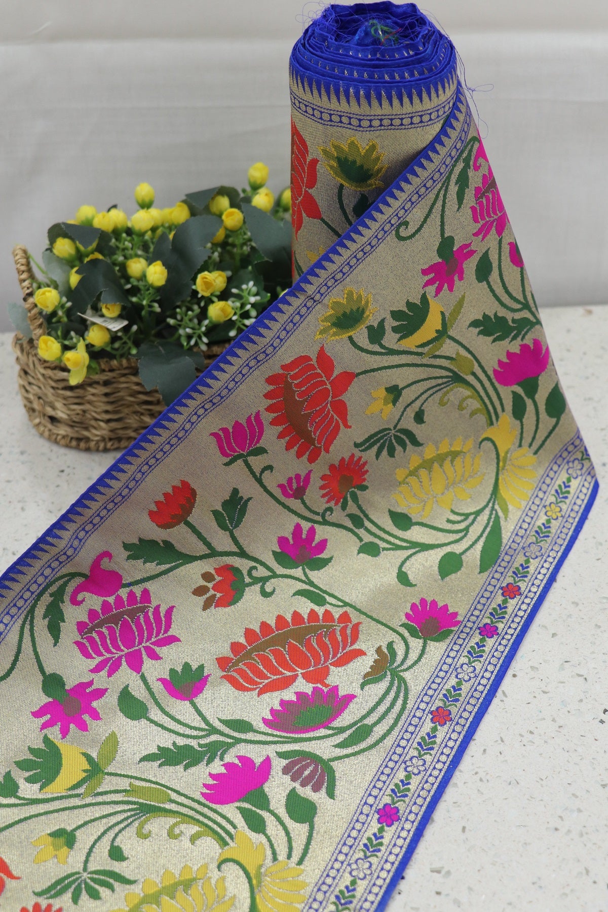 10 Inches Royal Blue Powerloom Paithani Border