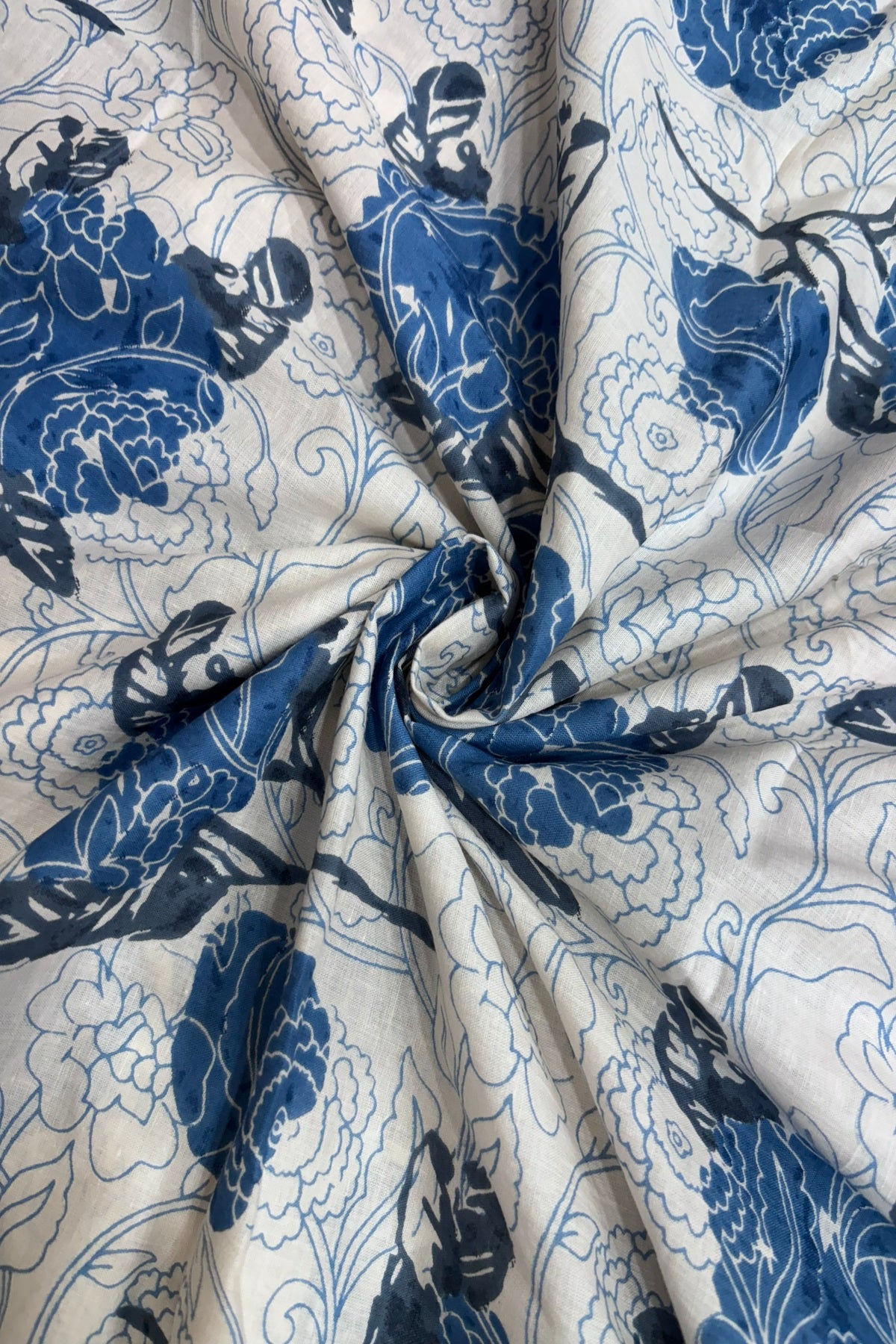 Double Roses Screen Printed Pure Cotton Fabric