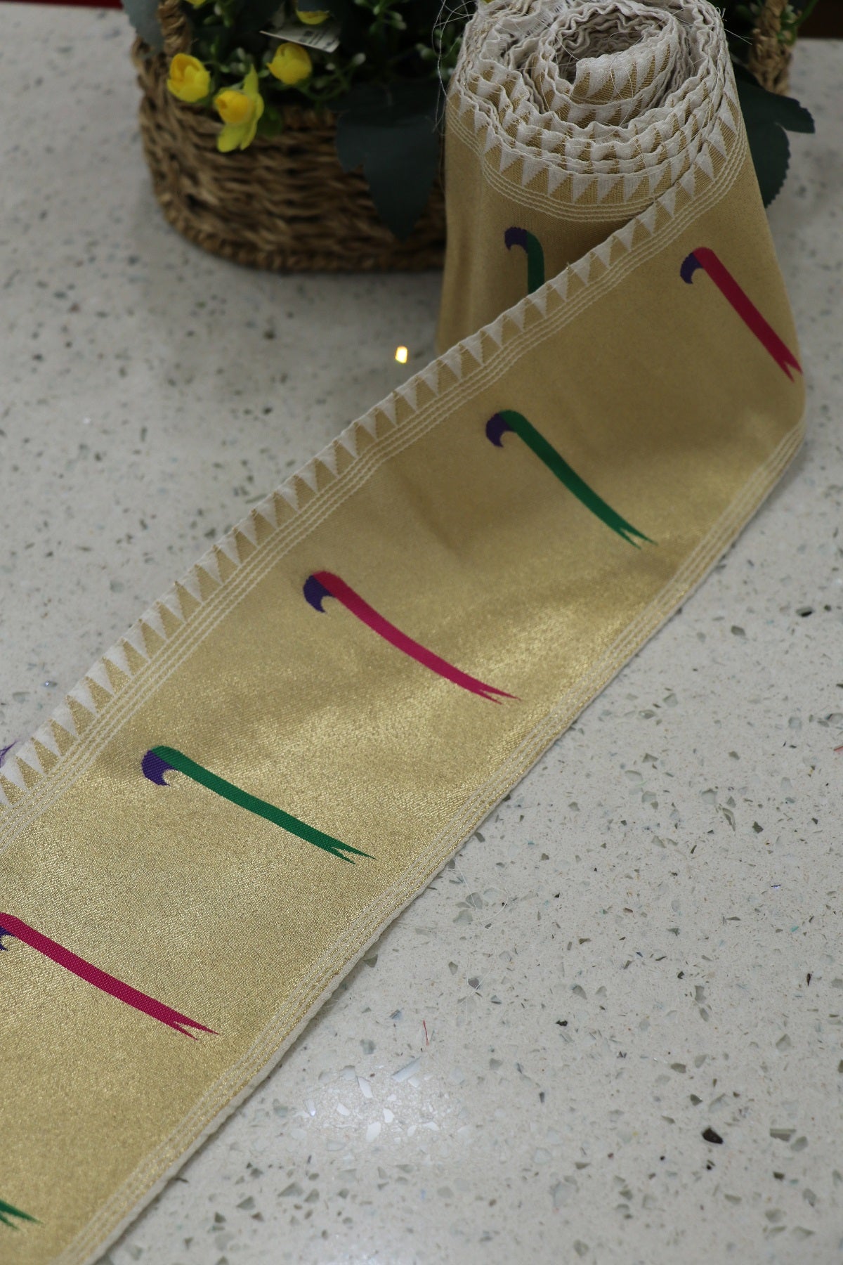 4 Inches White Dyeable Powerloom Single Muniya Paithani Border