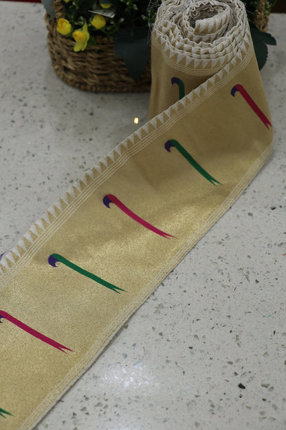 4 Inches White Dyeable Powerloom Single Muniya Paithani Border