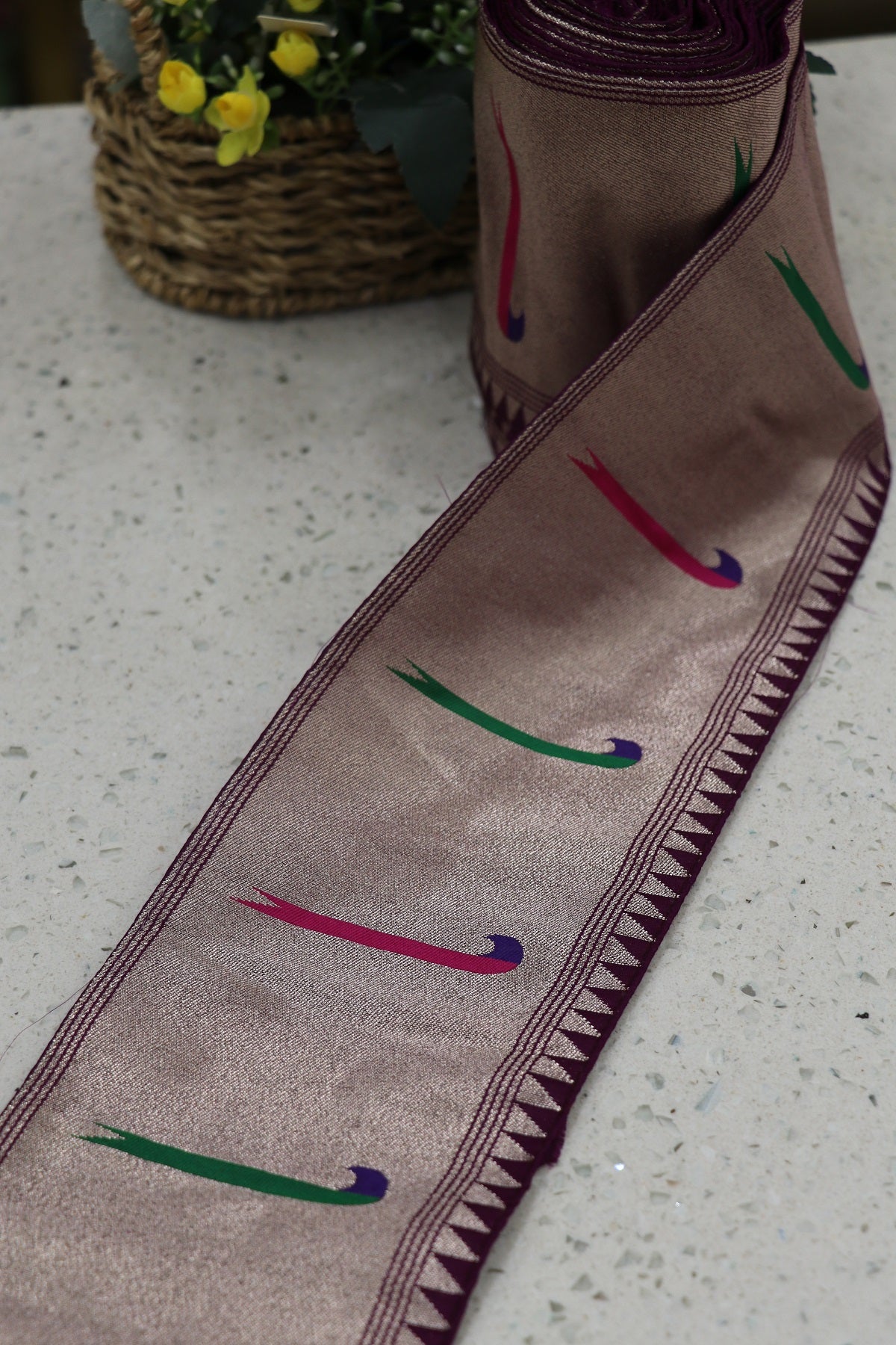 4 Inches Wine Purple Single Muniya Paithani Border