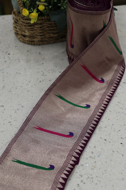 4 Inches Wine Purple Single Muniya Paithani Border