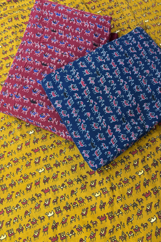 Oasis Camels Ajrak Printed Pure Cotton Fabric