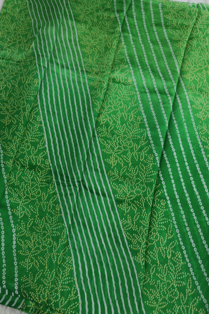 Pure Tussar Bandhani Leheriya & Leaf Printed Fabric