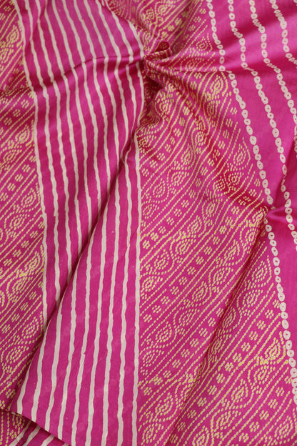 Pure Tussar Bandhani Leheriya & Paisley Printed fabric