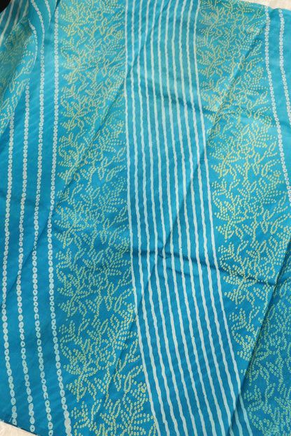 Pure Tussar Bandhani Leheriya & Leaf Printed Fabric