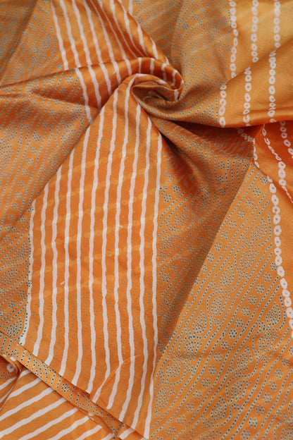 Pure Tussar Bandhani Leheriya & Paisley Printed fabric