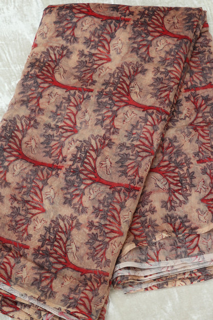 Pure Mul Chanderi  Tree Of life & Birds With Scattered Colors