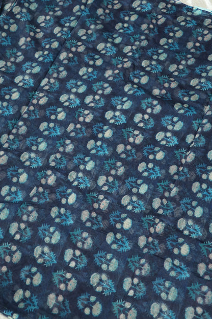 Dabu Floral  Printed Mul Chanderi Fabric