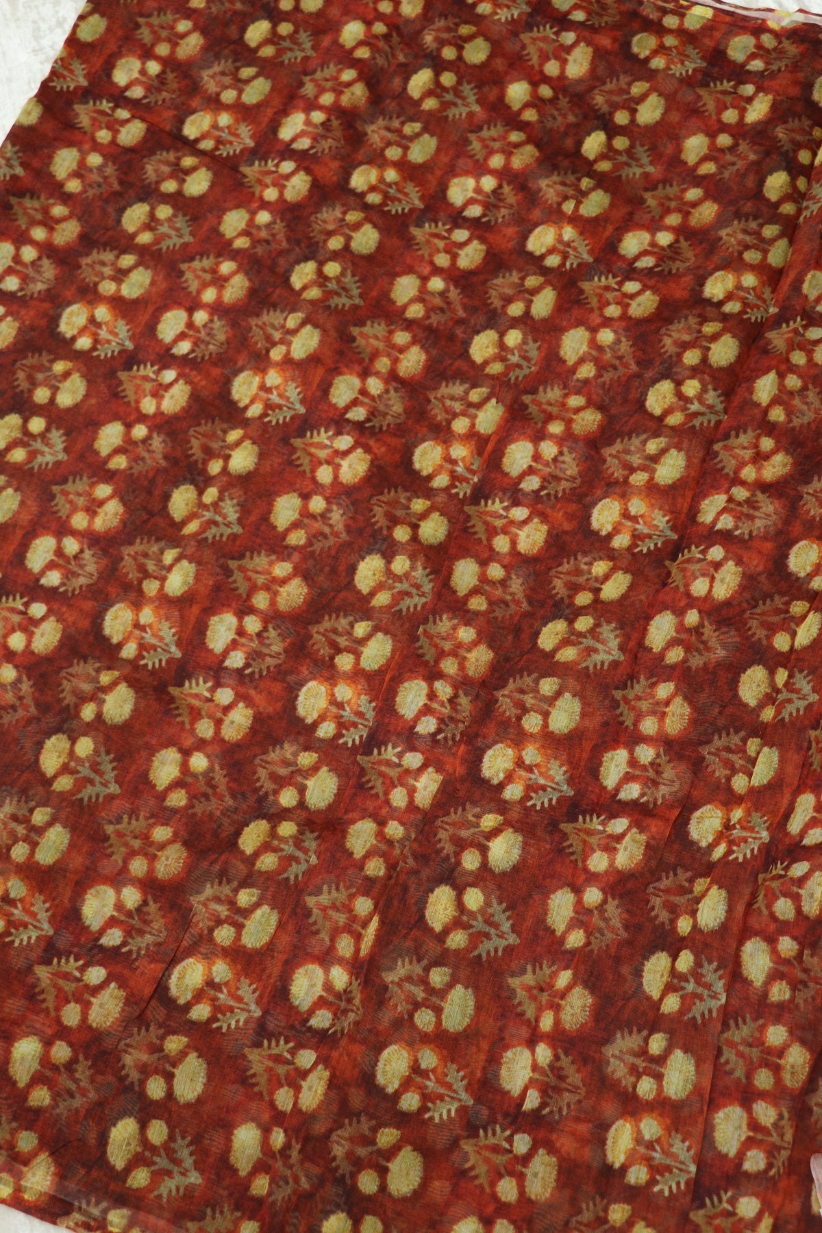 Dabu Floral  Printed Mul Chanderi Fabric