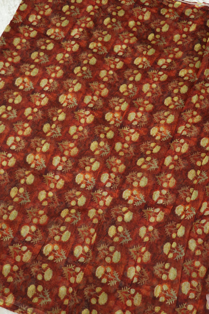 Dabu Floral  Printed Mul Chanderi Fabric