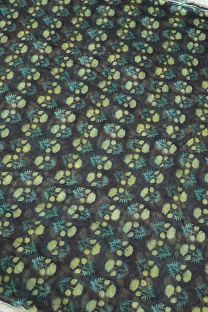 Dabu Floral  Printed Mul Chanderi Fabric