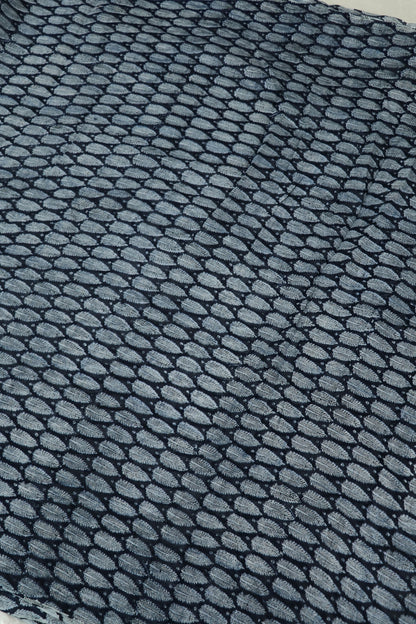 PIne Leaf  Printed Indigo Mul Chanderi Fabric
