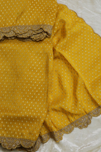 Polka Dota Woven Uppada Tissue Dupatta With Scallop Embroidery & Sequins