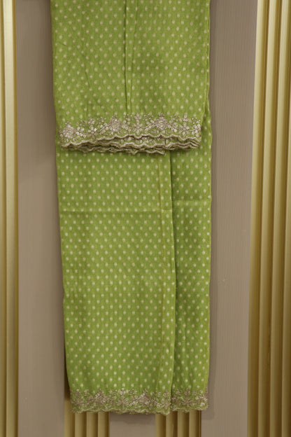 Polka Dota Woven Uppada Tissue Dupatta With Scallop Boder