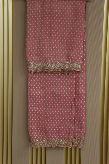 Polka Dota Woven Uppada Tissue Dupatta With Scallop Boder