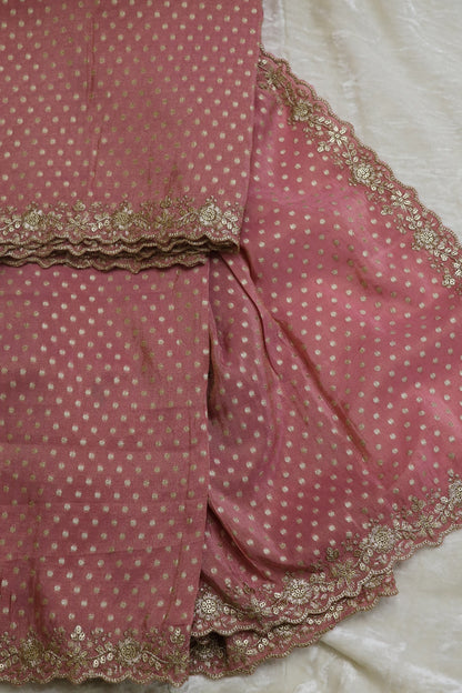 Polka Dota Woven Uppada Tissue Dupatta With Scallop Boder