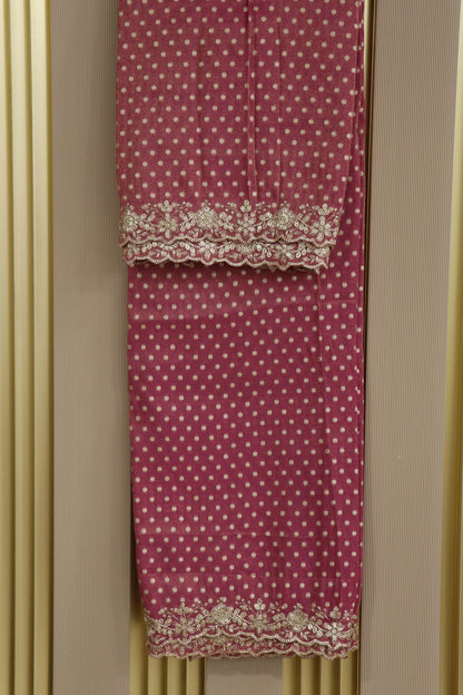 Polka Dota Woven Uppada Tissue Dupatta With Scallop Boder