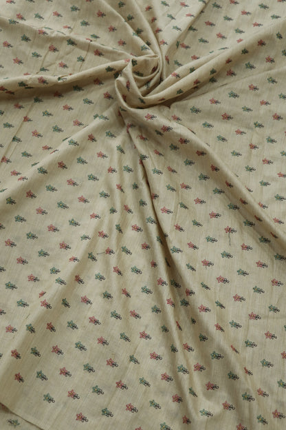 Pure Moonga Tussar  Embroidered With Dark Multi Color Threads