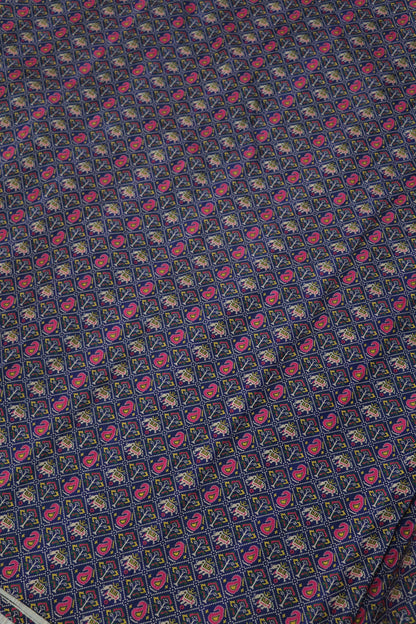 Mango & Elephant Printed  Patola Semi Rawsilk Fabric