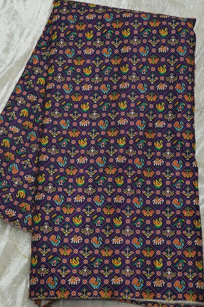 Semi Rawsilk Traditional Patola Design Printed Fabric