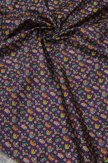 Semi Rawsilk Traditional Patola Design Printed Fabric